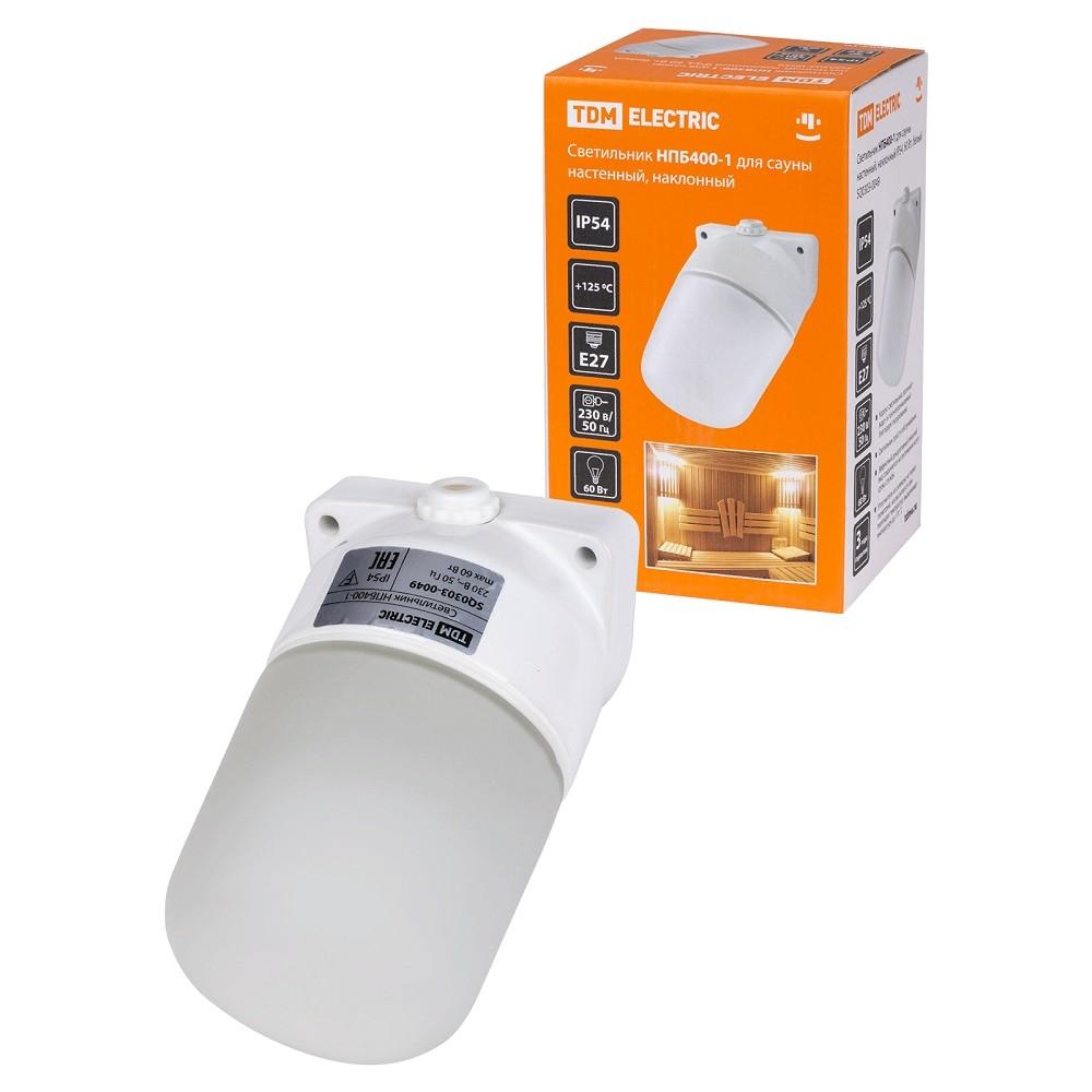 TDM SQ0303-0049 Светильник НПБ400-1 для сауны настенный, наклонный, IP54, 60 Вт, белый,