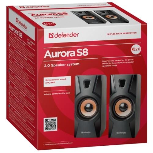 Defender Aurora S8 черный, 8 Вт, питание от USB Акустическая 2.0 система [65408]